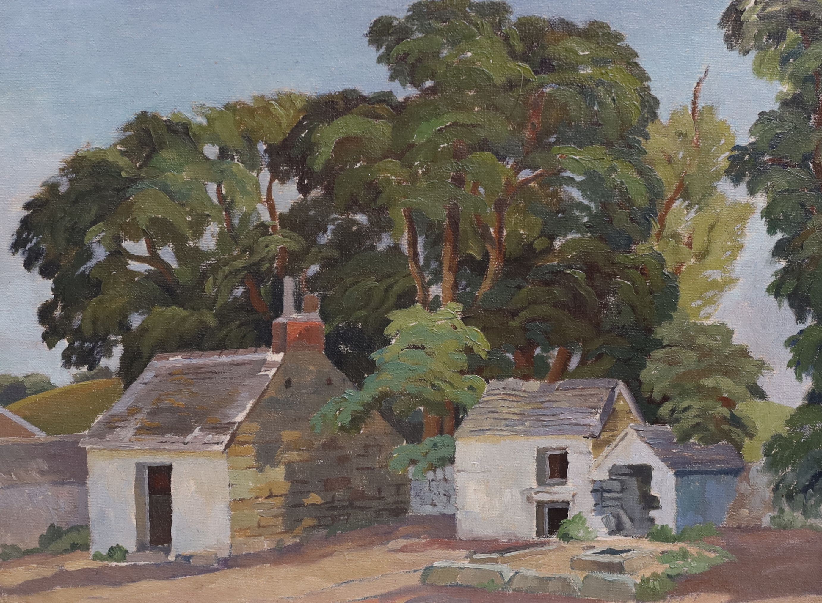 Archibald Sanderson (1900-1971), Farm Buildings, Dyfed and Pembrokeshire, pair of oils on canvas board, 29 x 39cm